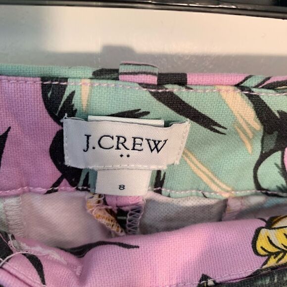 J. Crew EUC purple tropical palm skimmer cropped pants Size 10 - Picture 2 of 4
